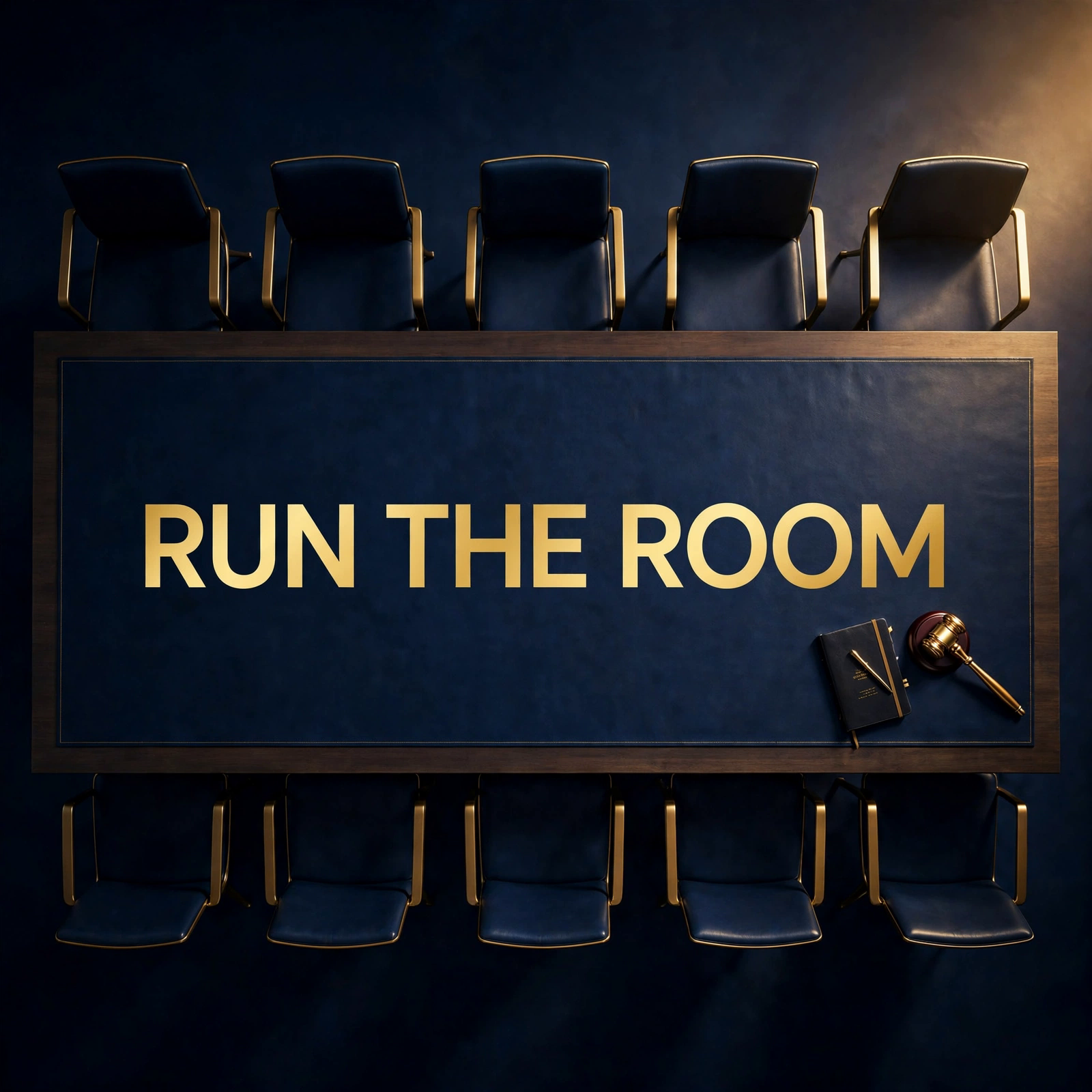 Run the Room cover art — a boardroom table seen from above
